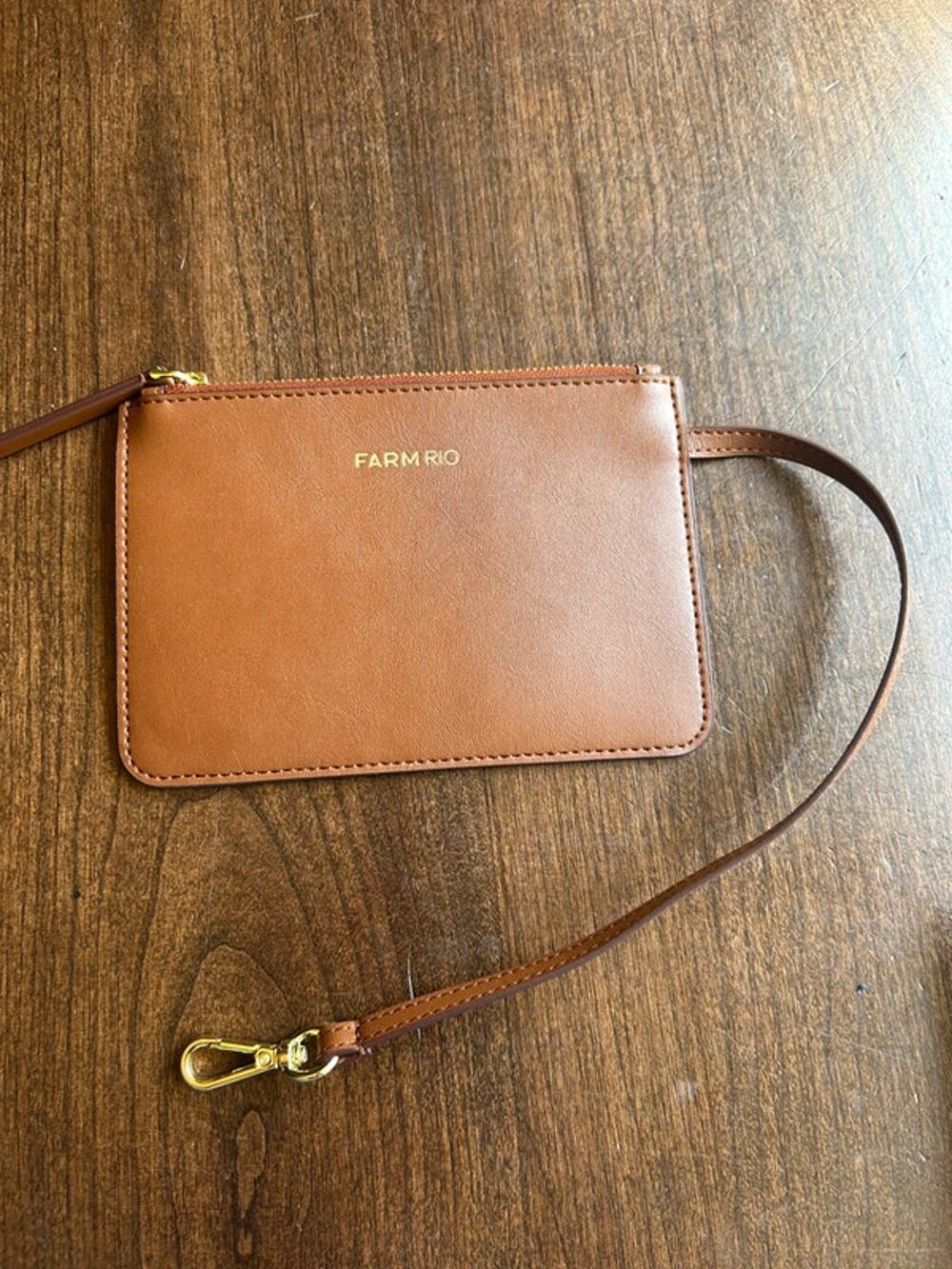 Farm Rio brown pouch wristlet purse charm change pouch